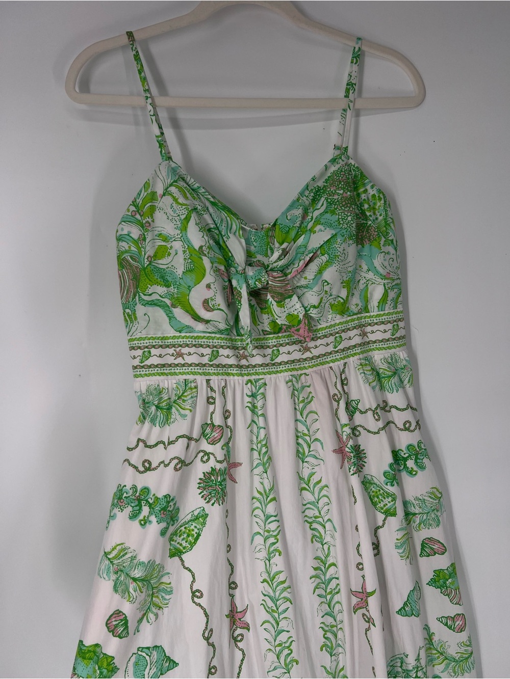 Lilly Pulitzer White Green Floral Nautical Preppy Botanical Bow Front Maxi Dress - Picture 2 of 12